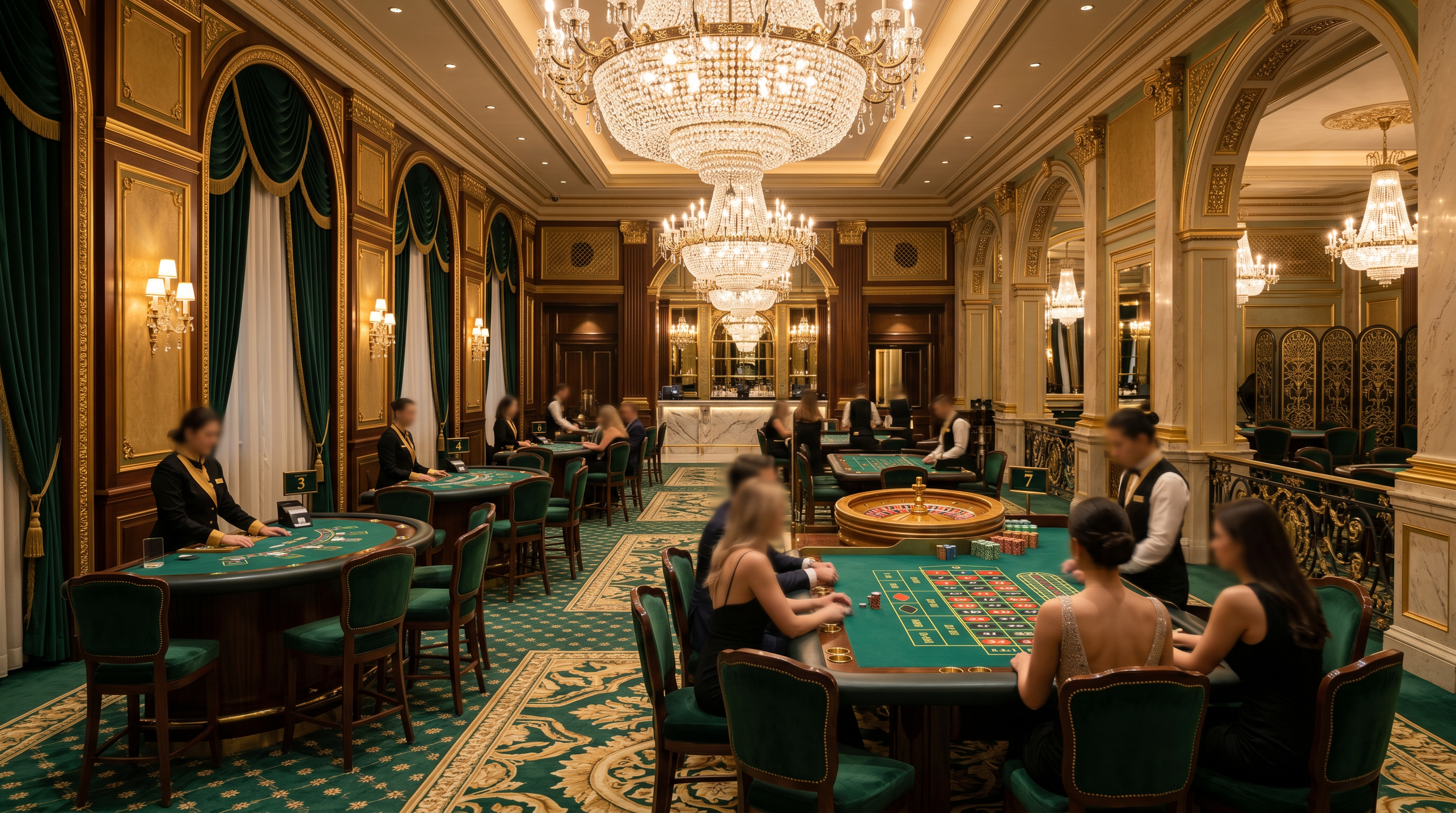 Casino lounge interior at RankingSukHub hotel with gaming tables