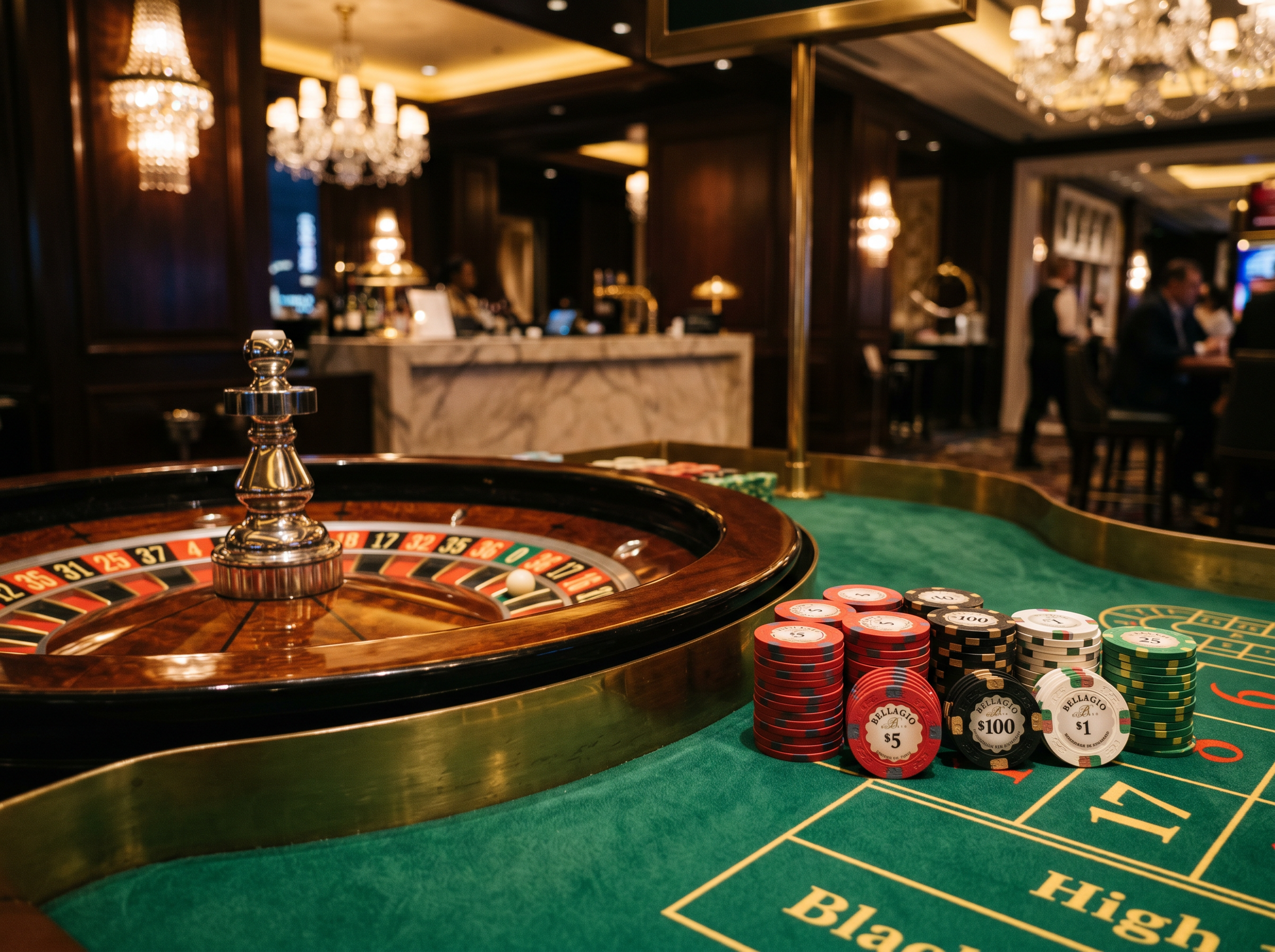 Close up of casino table and gaming chips at RankingSukHub
